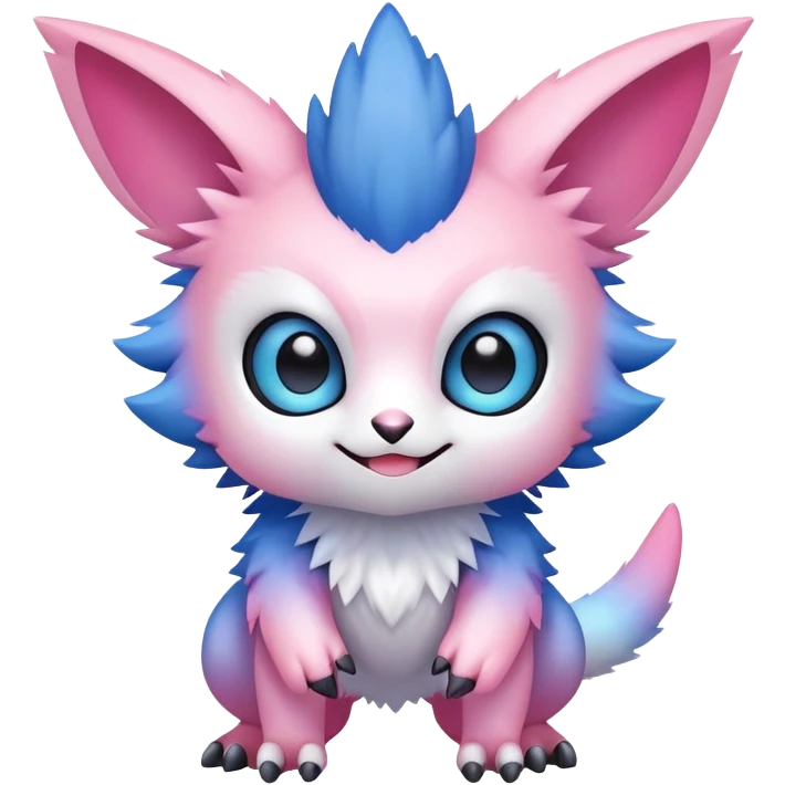 Cute cool kawaii pink-white-blue-gradient fakemon-digimon-Trico-creature emoji