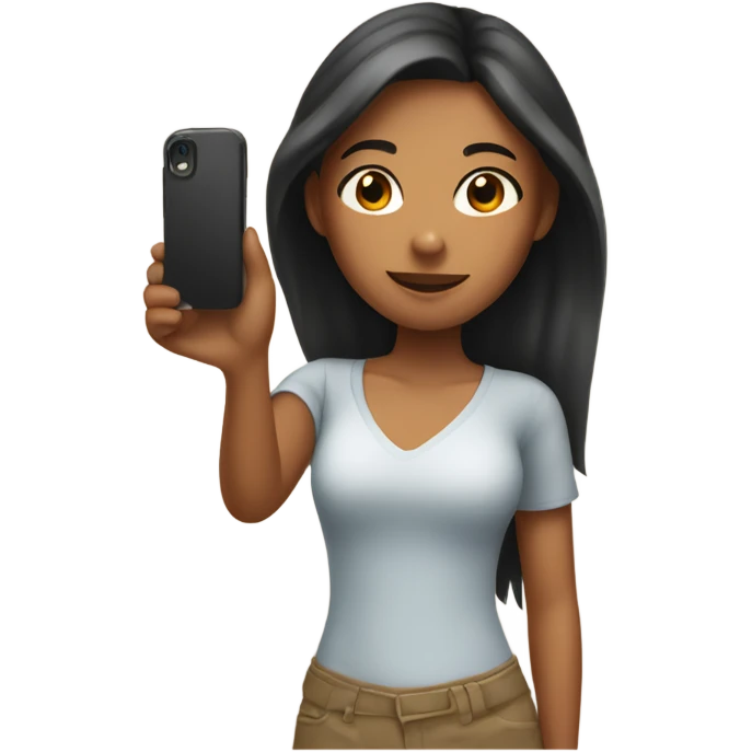 Girl with tan skin taking a selfie full body emoji