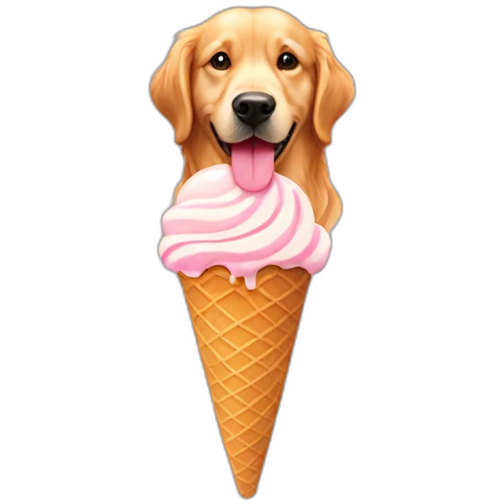 golden retriever eating an ice cream cone emoji