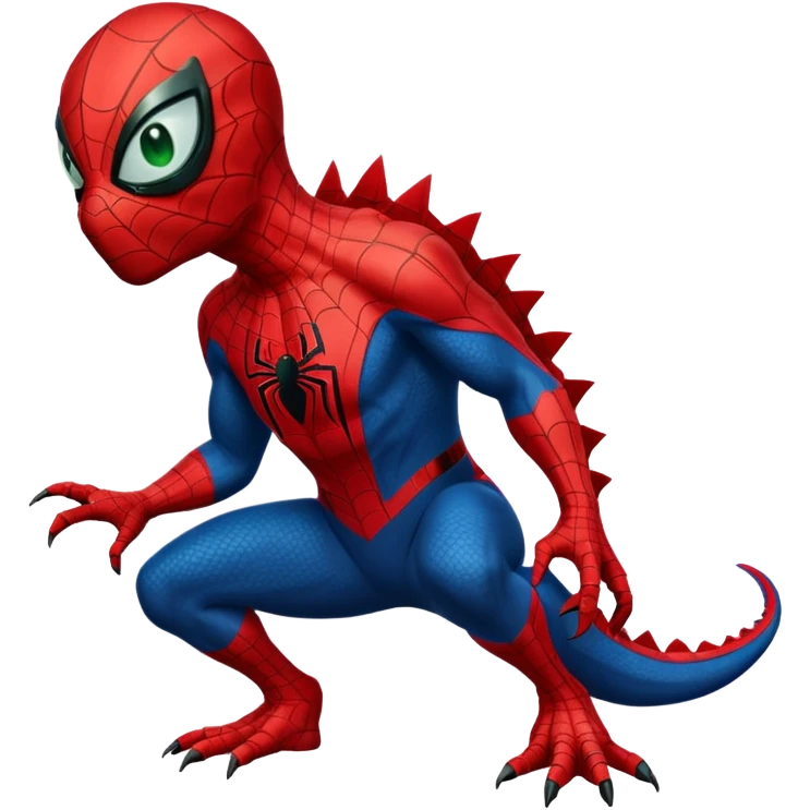 Dinosaur in a Spider-Man costume emoji