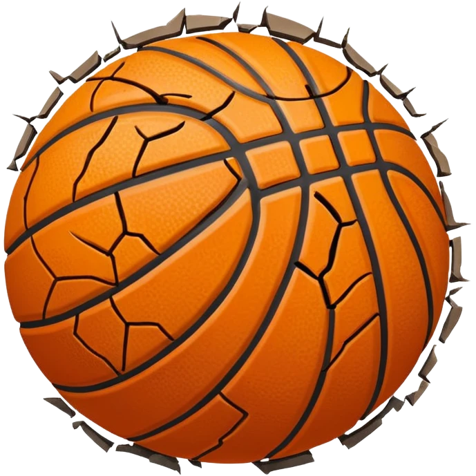 destroyed basketball, cracked and misshapen, with pieces missing emoji