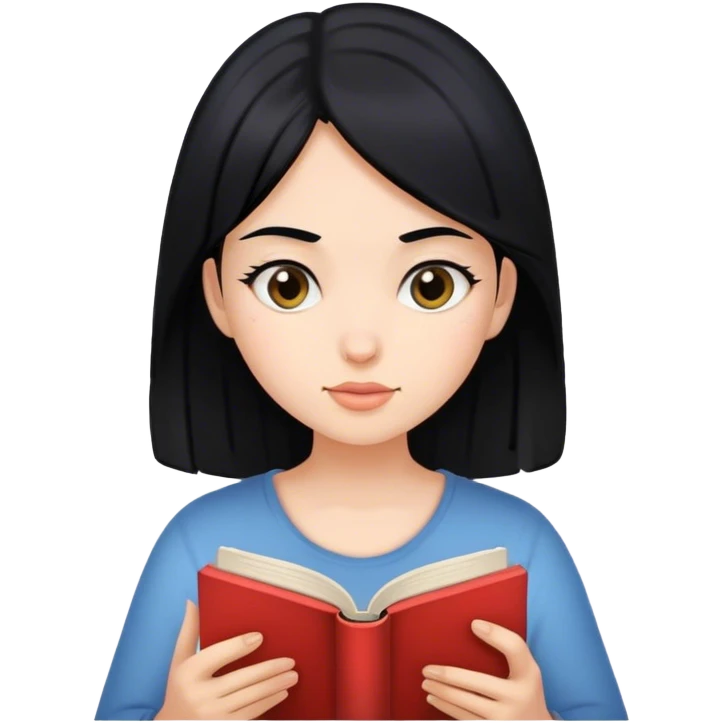 Chica de pelo negro leyendo un libro emoji