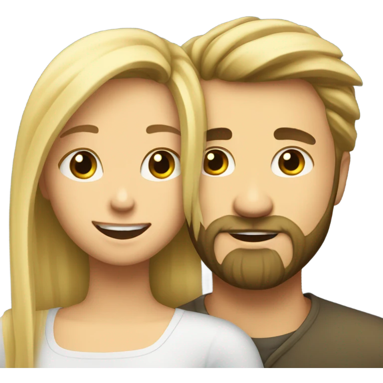 A blonde girl hugs a bearded man emoji