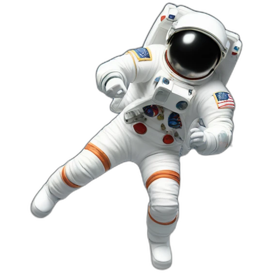 Man doing michael jackson moonwalk dance move, in astronaut suit without helmet. The man has a moon emoji as his head emoji