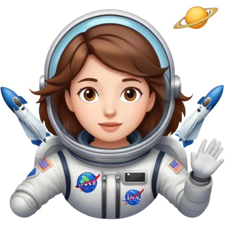 beautiful brown hair girl flying to space emoji