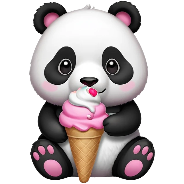 Panda eating ice cream emoji
