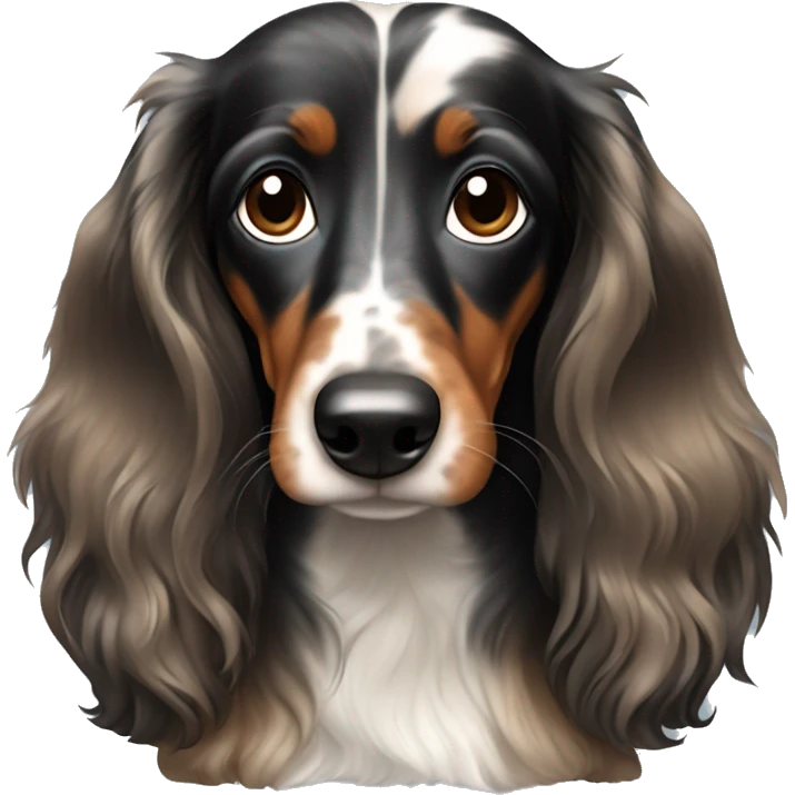 Black,brown  Merle long haired Dachshund emoji