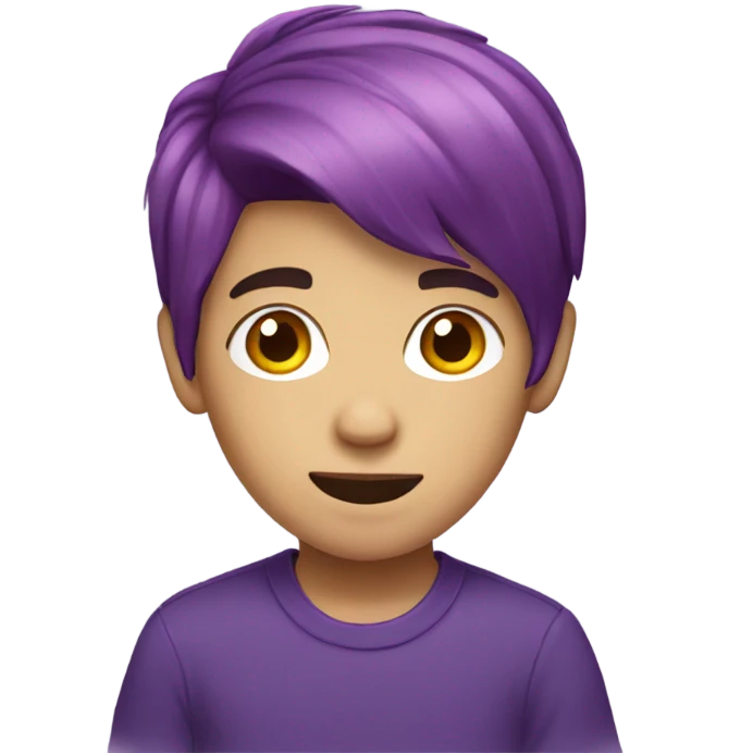 Kid purple hair, boy emoji