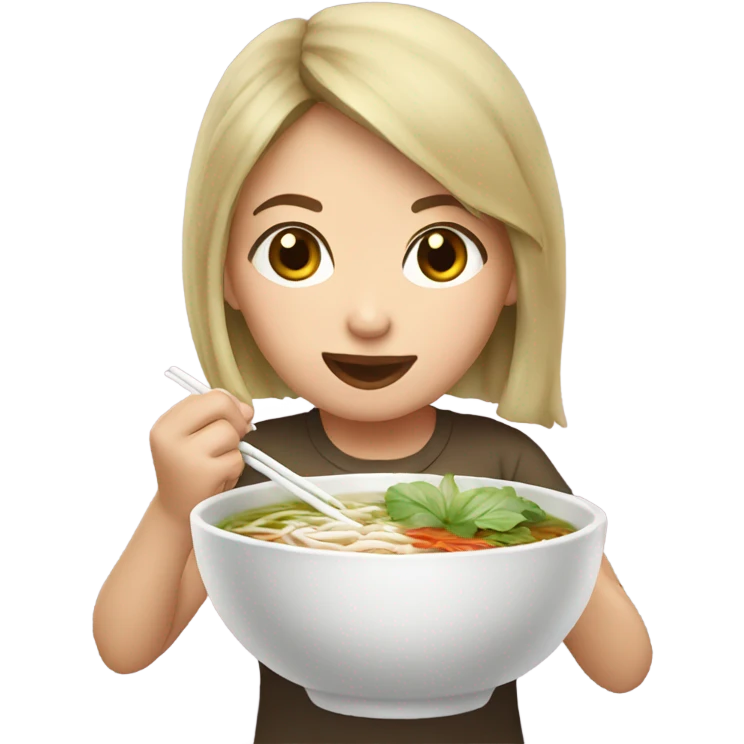 Girl eating pho emoji