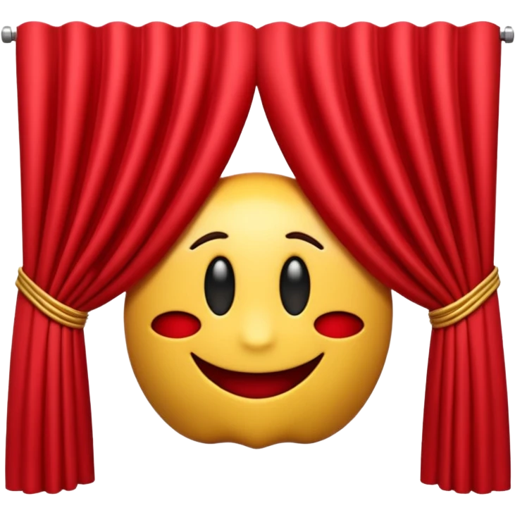 A 3D emoji of red theater curtains in Apple style, slightly parted in the middle with soft folds. Glossy, smooth texture, minimal Apple-style rendering, isolated on a white background.




 emoji