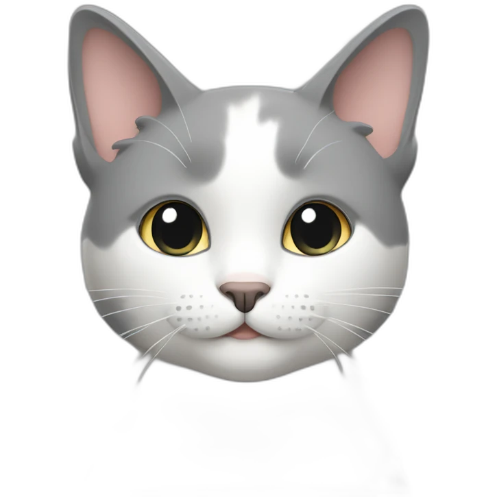 grey and white cat ambo style emoji