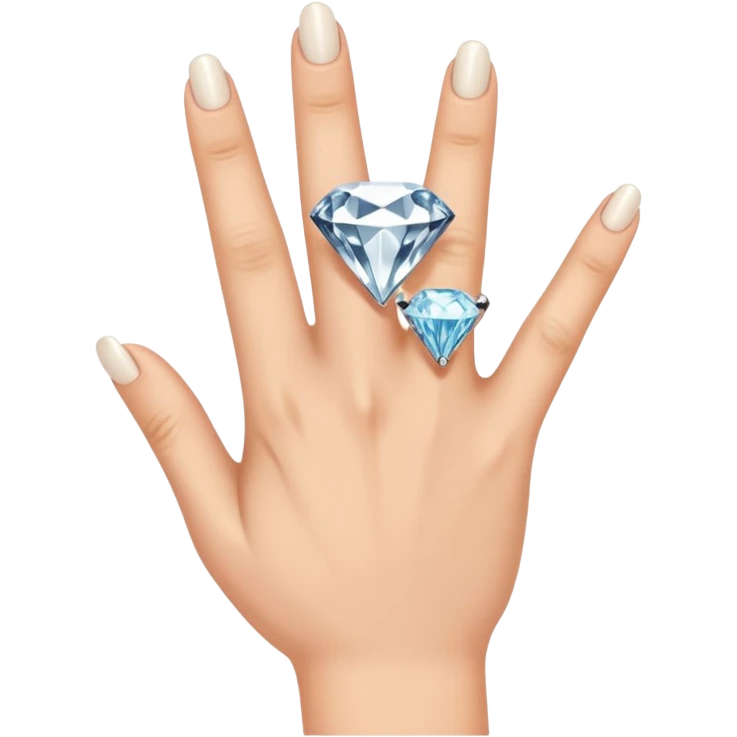 Left hand with diamond ring on ring finger emoji