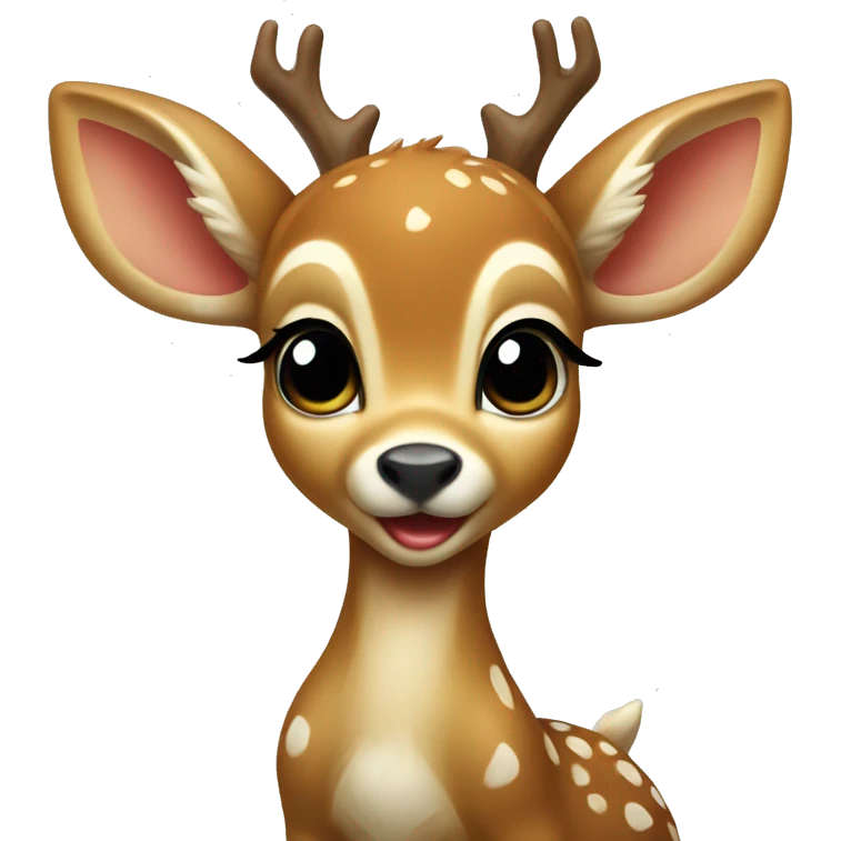 Baby deer sits and rejoices at the gift emoji
