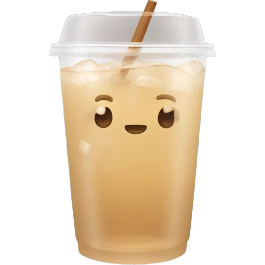 Clear tumblr cup with light brown drink and ice emoji