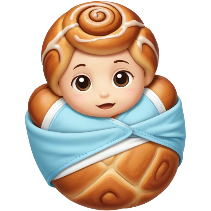 Cinnamon bun that looks like a baby with diaper  emoji