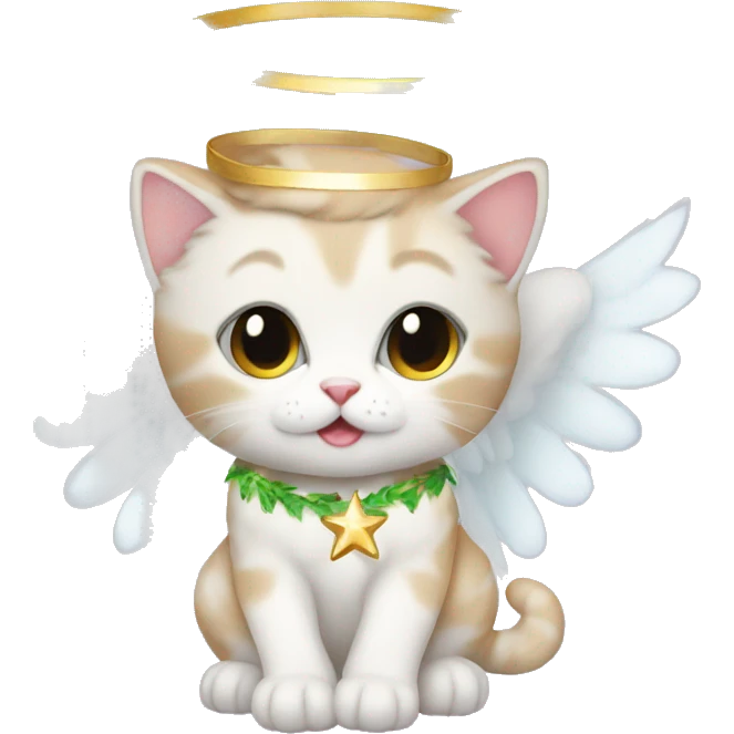 kitten dressed as Christmas angel emoji
