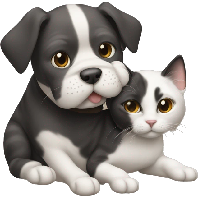 Cat on top of a dog emoji