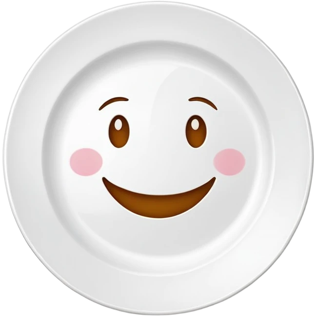 clean empty plate with a happy face, no leftover food, clear and friendly emoji