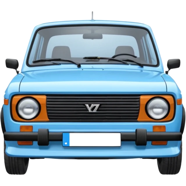 LADA car. Russian car. Model VAZ 2107. Realistic proportions. Front view. emoji