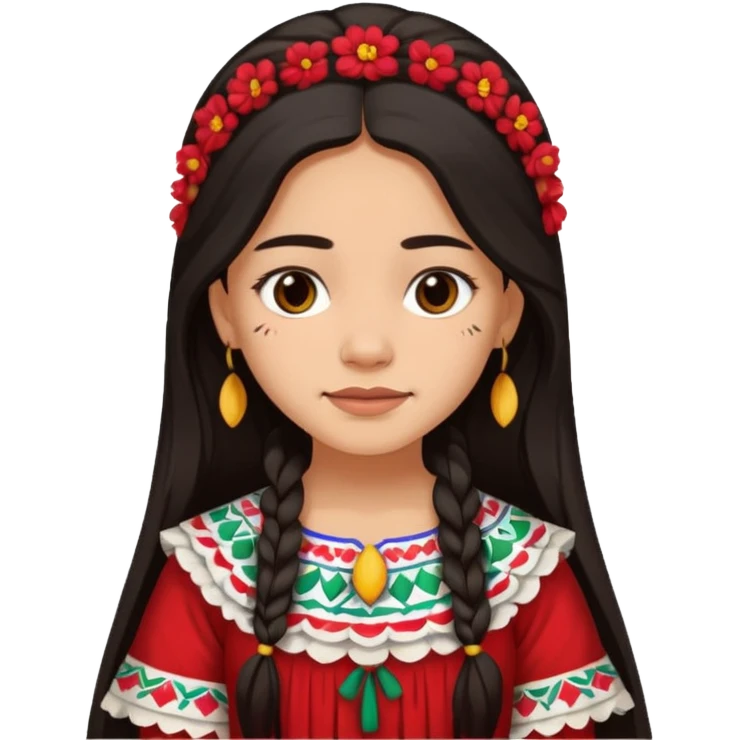 Mexican girl with very sad smile emoji