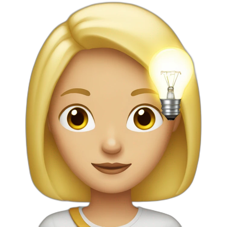 blonde woman with a lightbulb above her head emoji