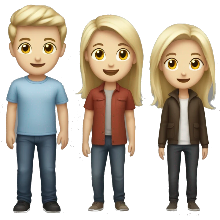 4 Persons: One brunette Girl, one blond girl, two dark haired boys emoji