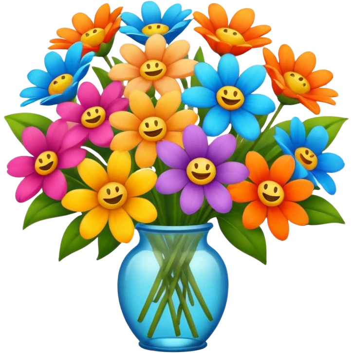 Beautiful bouquet smiling flowers  emoji