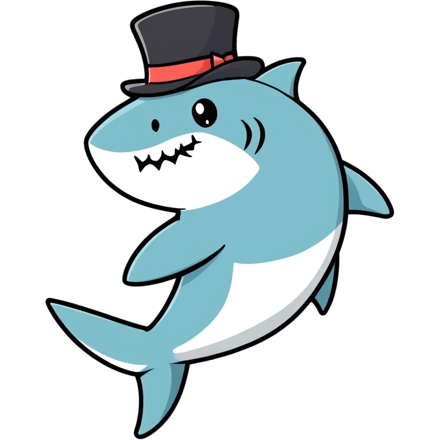 Shark with a top hat emoji