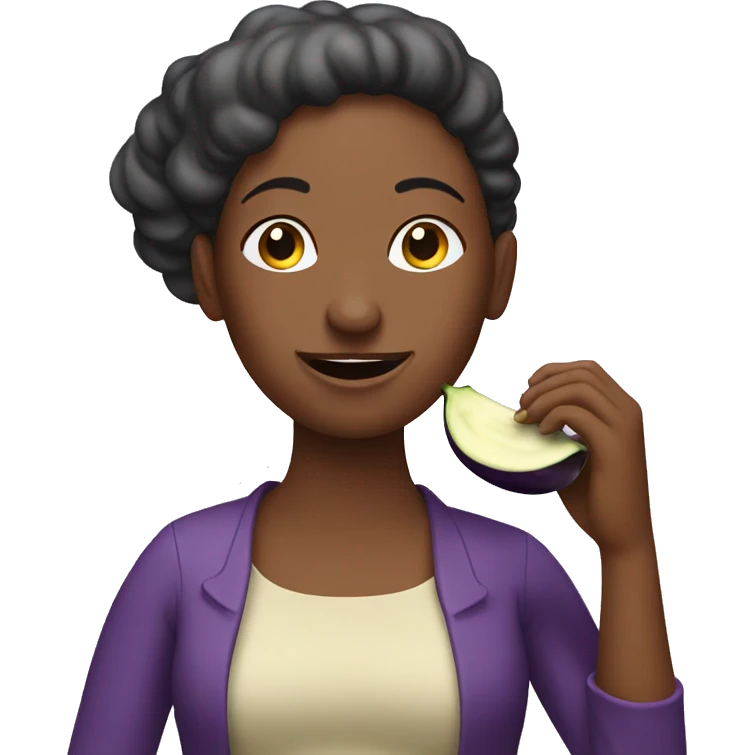 Lady eating eggplant emoji