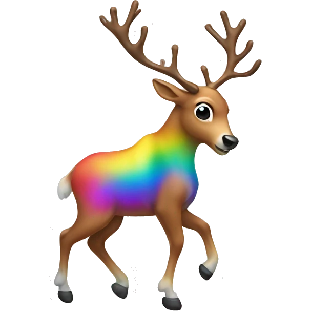 dabbing rainbow colored reindeer emoji