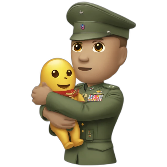 Motanka doll in the hands of a military man emoji