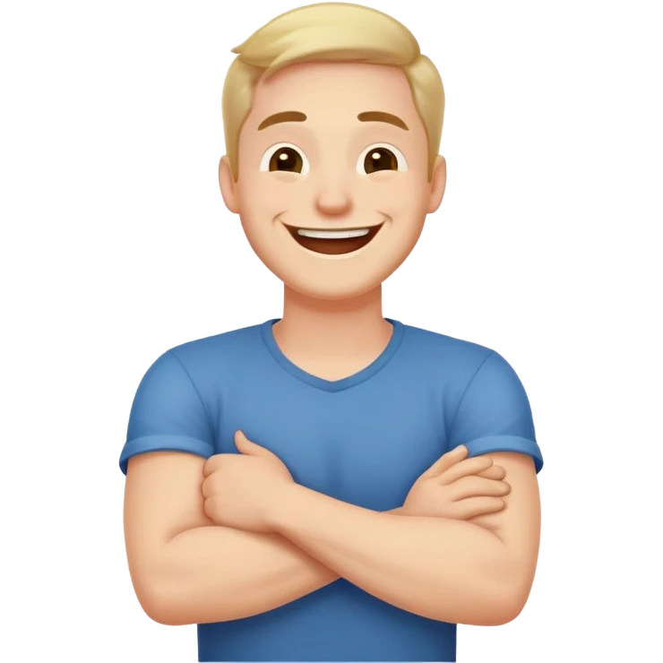 Arms cross holding neck laughing guy ￼￼ emoji