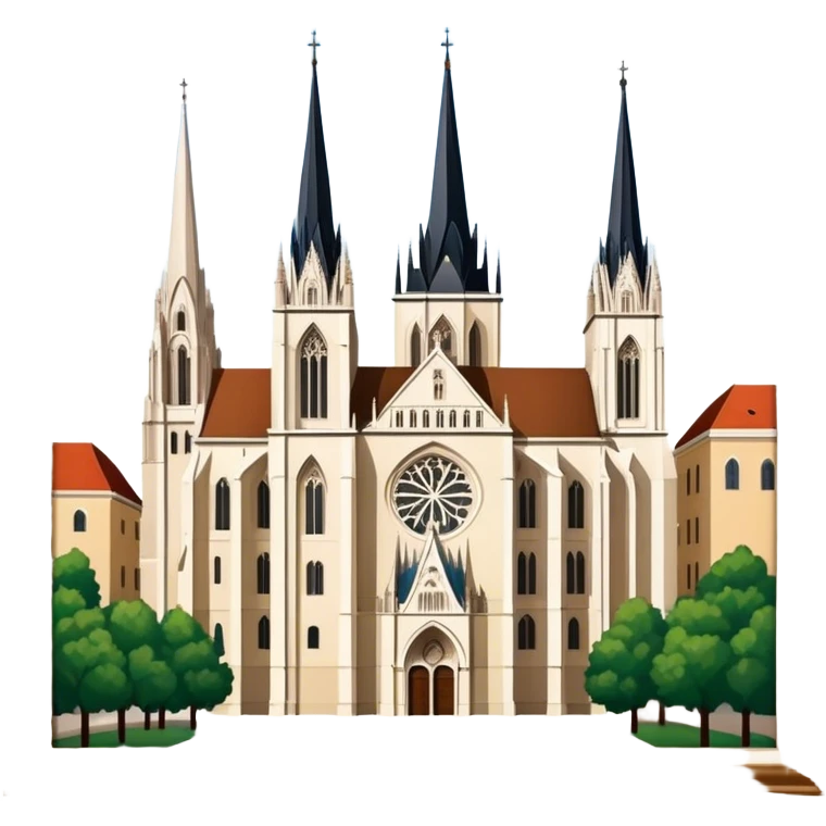 Zagreb Cathedral Landmark Emoji – Depicting its Gothic architecture and twin spires. emoji