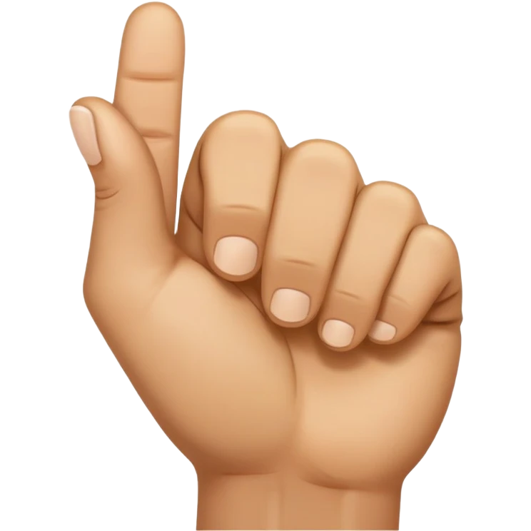 hand facing forward in a fist, thumb passing between index and middle fingers emoji