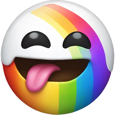 A rainbow-colored emoji sticking out its tongue emoji