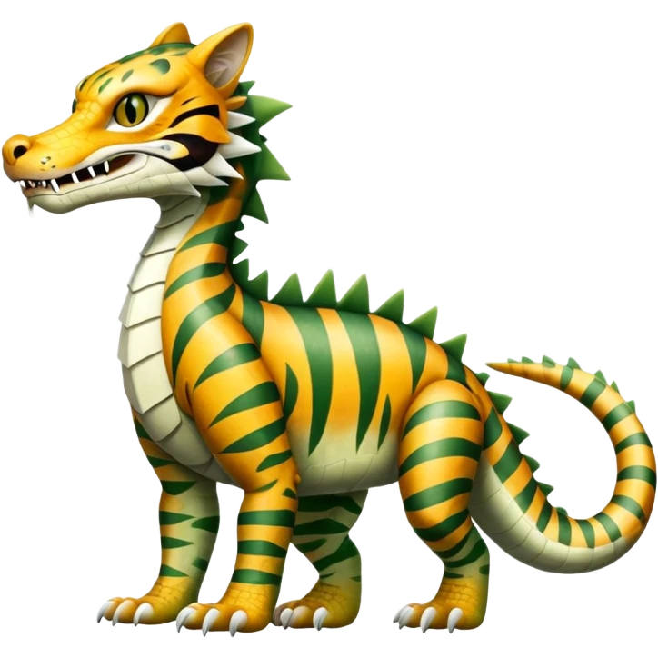 Alligator-Dragon-Tiger-Lynx-Bobcat-Fakémon-hybrid-creature with a long muzzle, full body emoji