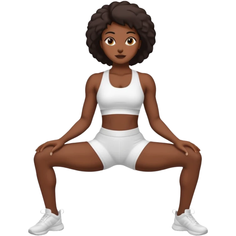 darkskin back woman in white sportswear Fit body focus chin to thigh emoji