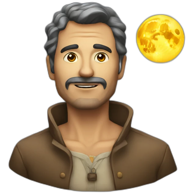 Hombre en la luna cerca del sol emoji