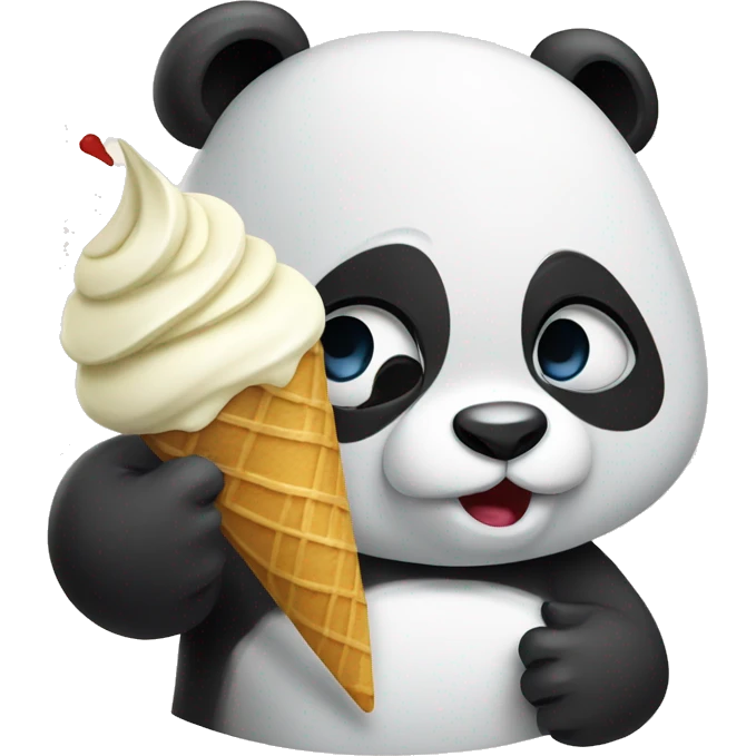 Panda wearing a hoodie eating ice cream emoji