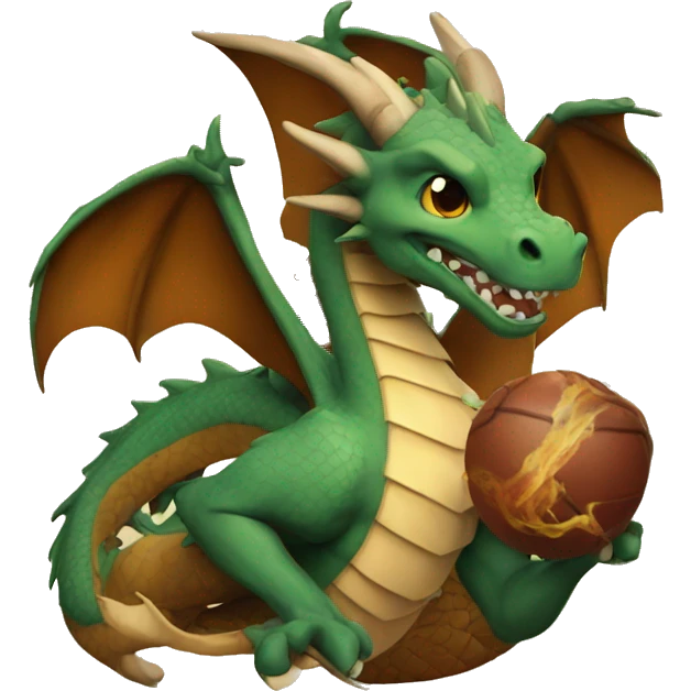 A dragon holding a hand of brown trading cards looking cool emoji