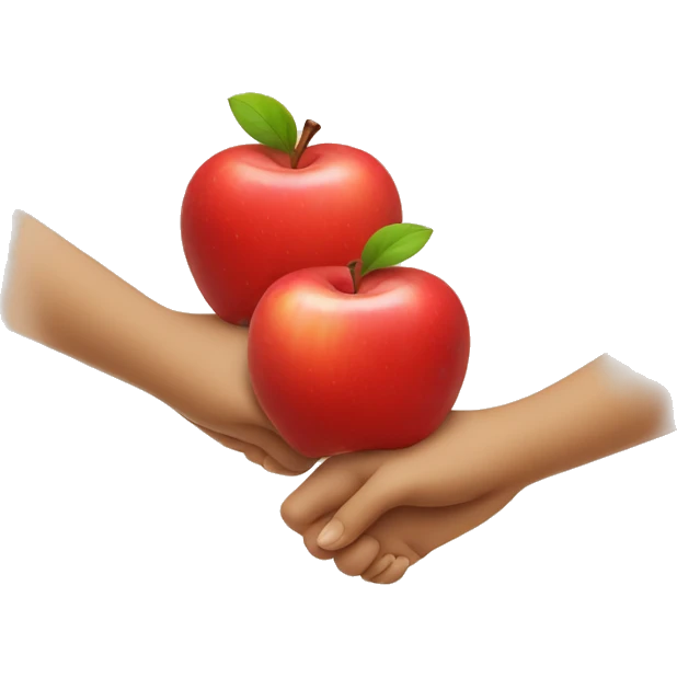 two cute apples holding hands emoji