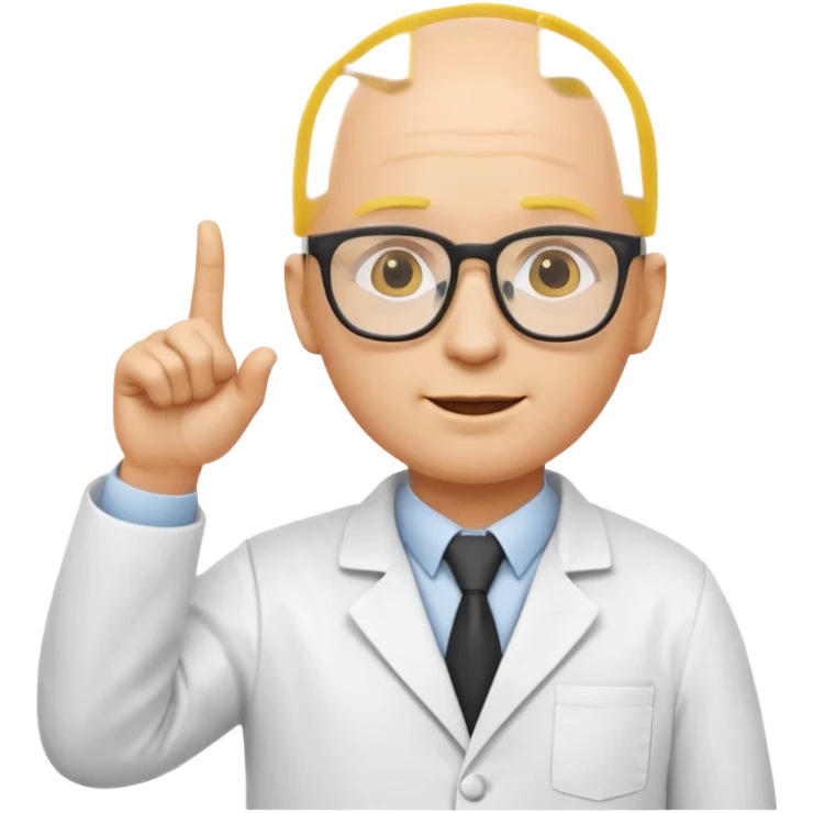 Nerd scientist emoji that with those 🤓👆🥼 but you have to make the head exactly like this 🤓without hair just yellow bald head like a normal emoji  emoji