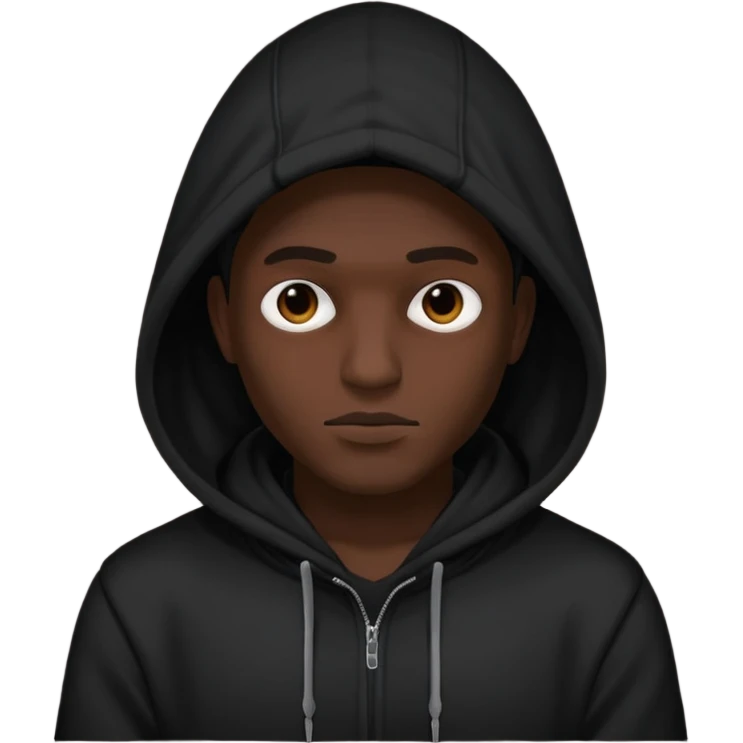 fullbody Mysterious man black hoodie shadow face emoji