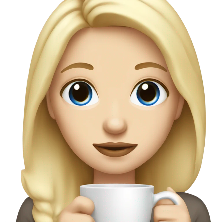 Blonde girl blue eyes drinking coffee emoji