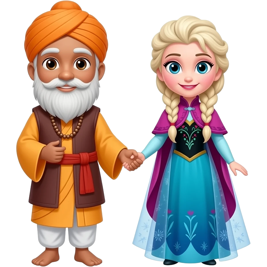 guru nanak god blessed him both as elsa and anna arendelle both hand joining from disney frozen emoji