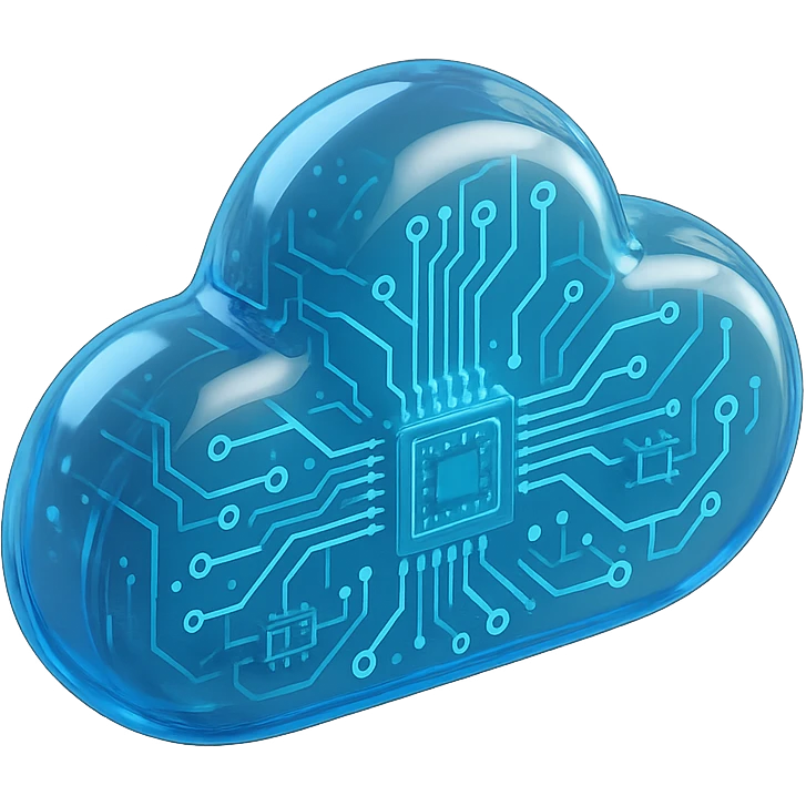 emoji of a cloud with digital connections, cyber tech style emoji