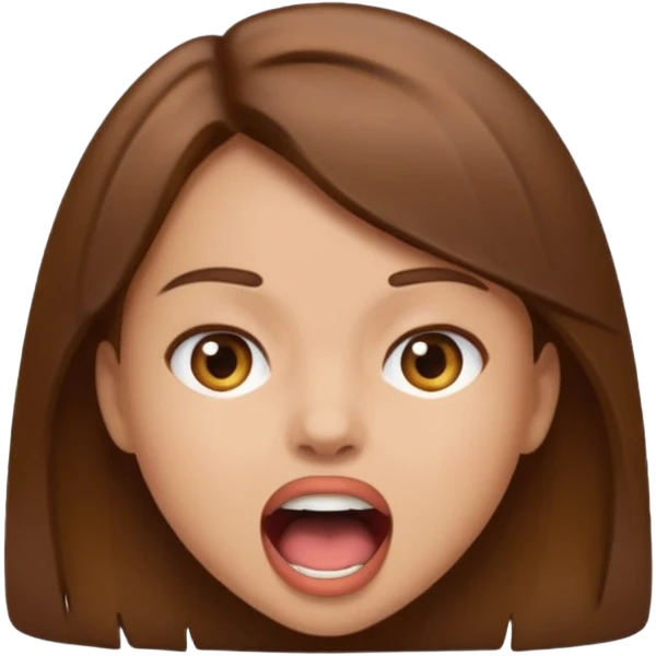 Girl with brown hair and light skin with mouth wide open  emoji
