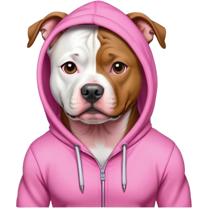 Pit bull wearing a pink hoodie  emoji