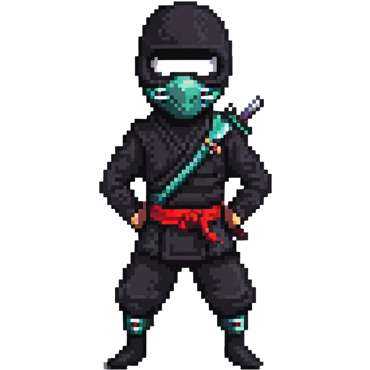masked ninja in classic pose emoji