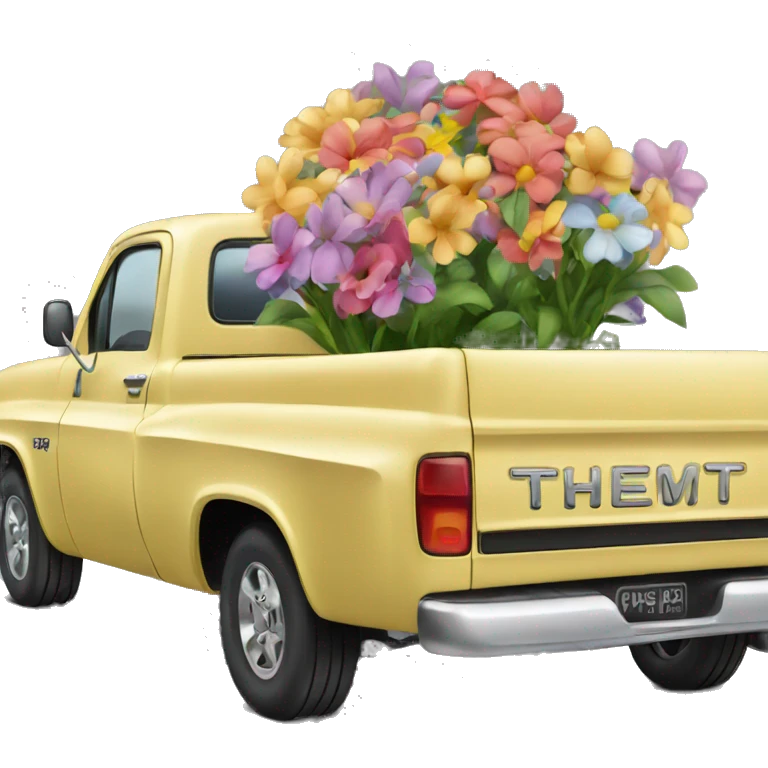 Chevy truck with flowers in the back emoji